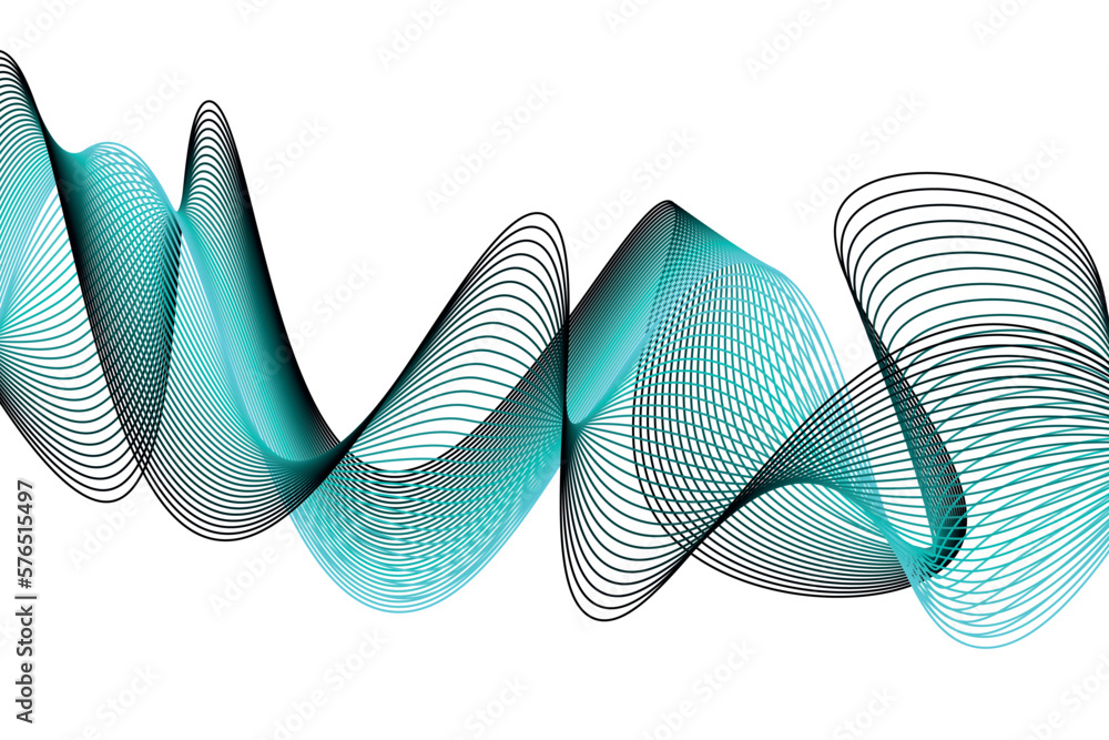 Fototapete blue light and black lines. wave abstract background, suitable for landing page and computer desktop