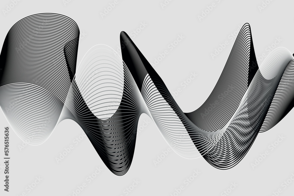 Poster monochrome. white and black wave. abstract background, suitable for landing page and computer deskto