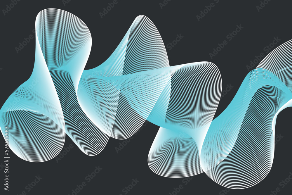 Fototapete abstract blue and white lines on a black background. line art. vector illustration. colorful shiny w