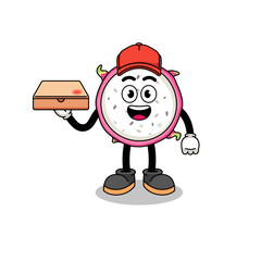 dragon fruit illustration as a pizza deliveryman