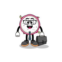 dragon fruit mascot as a businessman