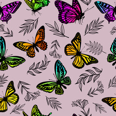 seamless pattern with butterflies	