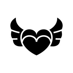 flying heart icon or logo isolated sign symbol vector illustration - high quality black style vector icons