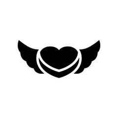 flying heart icon or logo isolated sign symbol vector illustration - high quality black style vector icons