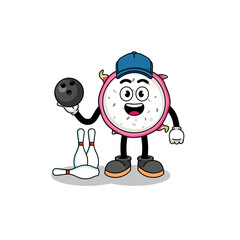 Mascot of dragon fruit as a bowling player