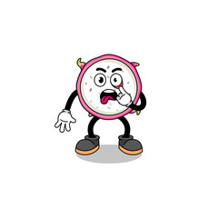 Character Illustration of dragon fruit with tongue sticking out