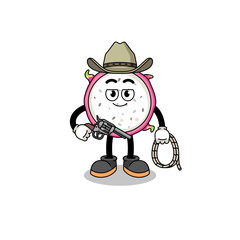 Character mascot of dragon fruit as a cowboy