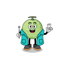 Illustration of melon fruit mascot as a dentist