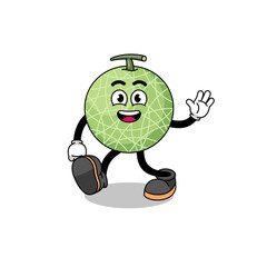 melon fruit cartoon walking