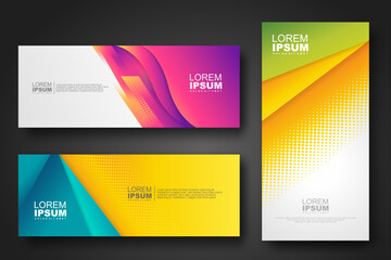 Naklejka premium Banner set design template in trendy dynamic gradient colors