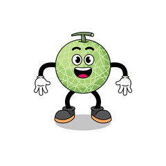 melon fruit cartoon with surprised gesture