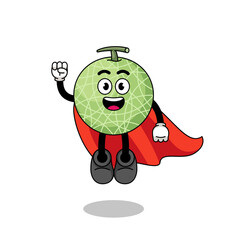 melon fruit cartoon with flying superhero
