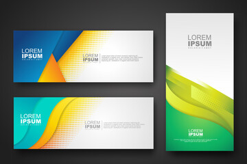 Banner set design template in trendy dynamic gradient colors