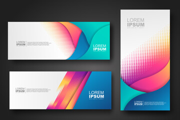 Banner set design template in trendy dynamic gradient colors