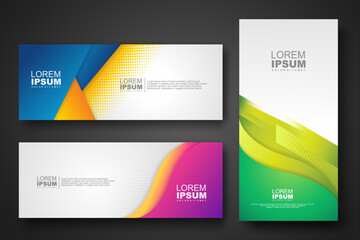 Banner set design template in trendy dynamic gradient colors