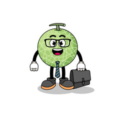 melon fruit mascot as a businessman