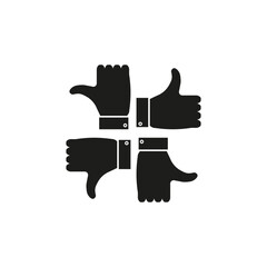 Modern black like dislike. Business concept. Thumb up hand gesture. Vector illustration.