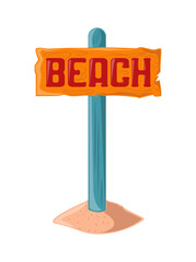 signpost beach on sand