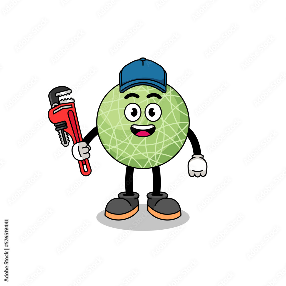 Canvas Prints melon fruit illustration cartoon as a plumber