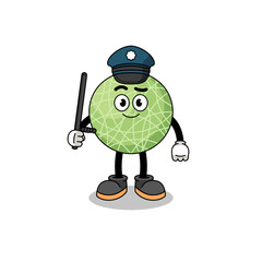 Cartoon Illustration of melon fruit police