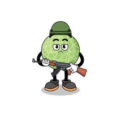 Cartoon of melon fruit soldier