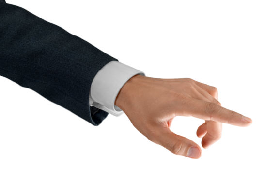 Businessman Finger Pressing an Imaginary Button , Pointing