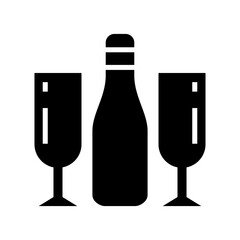 romantic champagne icon or logo isolated sign symbol vector illustration - high quality black style vector icons
