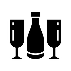 romantic champagne icon or logo isolated sign symbol vector illustration - high quality black style vector icons
