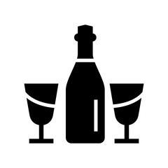 romantic champagne icon or logo isolated sign symbol vector illustration - high quality black style vector icons
