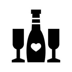 romantic champagne icon or logo isolated sign symbol vector illustration - high quality black style vector icons

