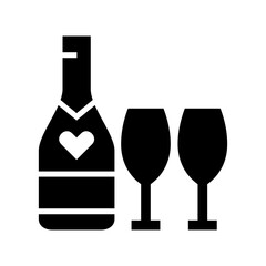 romantic champagne icon or logo isolated sign symbol vector illustration - high quality black style vector icons
