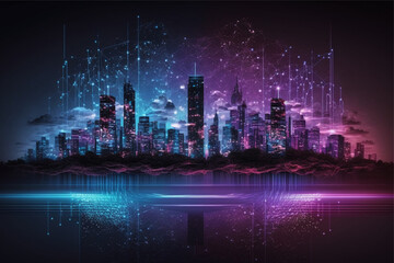 Smart city big data connection technology concept server 