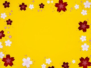 Naklejka na ściany i meble leaves frame yellow background 