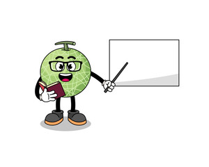 Mascot cartoon of melon fruit teacher
