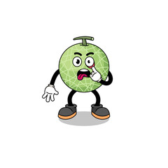 Character Illustration of melon fruit with tongue sticking out