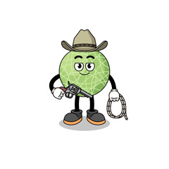 Character mascot of melon fruit as a cowboy