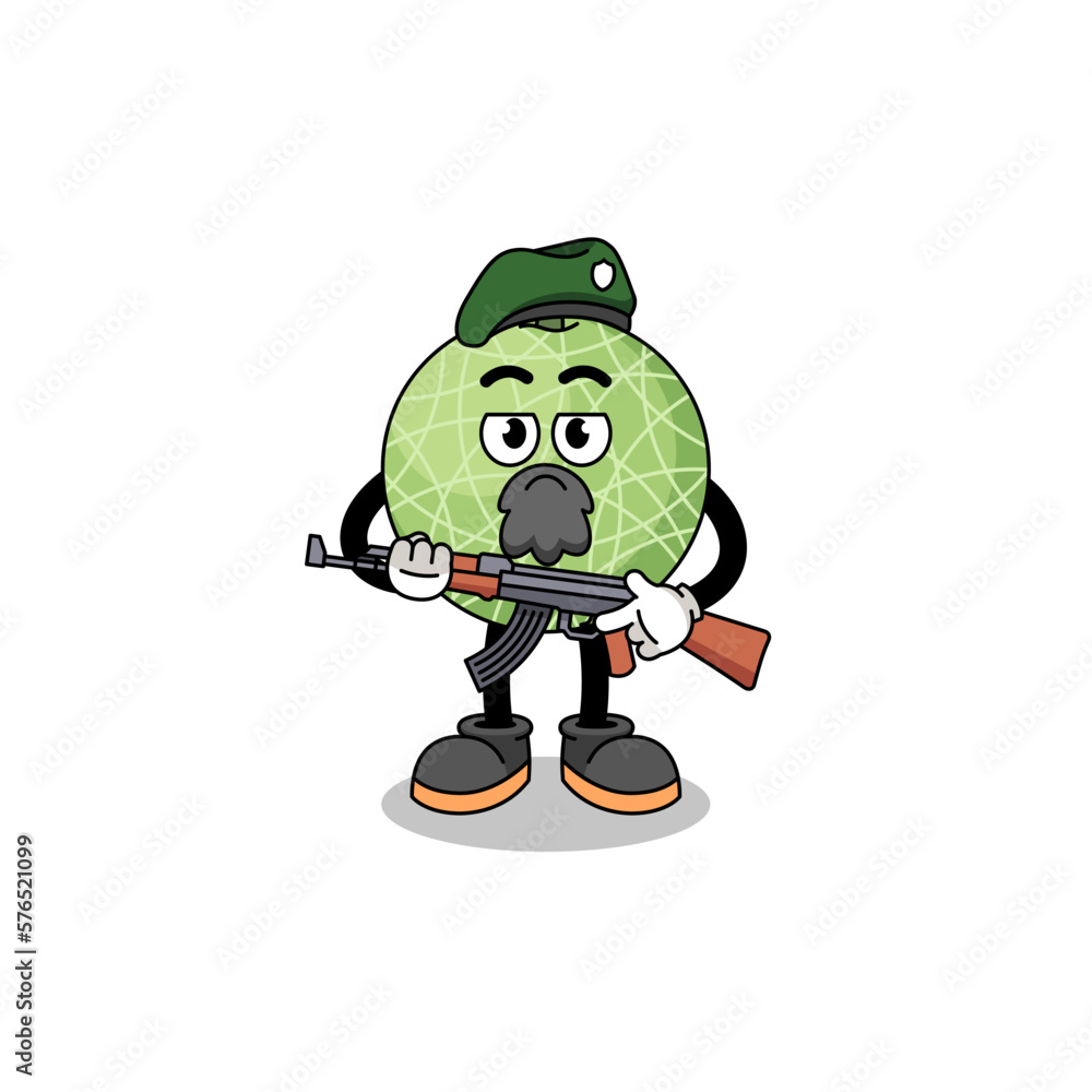 Canvas Prints Character cartoon of melon fruit as a special force