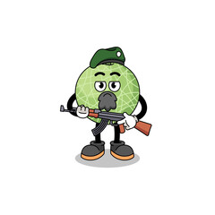 Character cartoon of melon fruit as a special force