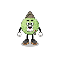 Character cartoon of melon fruit as a veteran