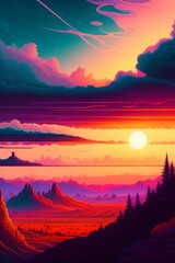 sunset over the mountains