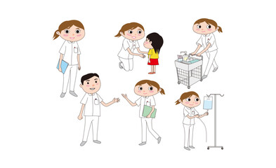 かわいい看護師のポーズ集イラスト01