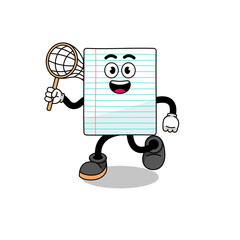 Cartoon of paper catching a butterfly