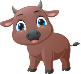 Obraz na płótnie Canvas Cute little buffalo cartoon on white background