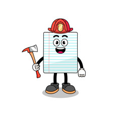Cartoon mascot of paper firefighter