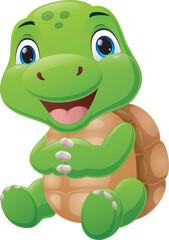 Cute baby turtle cartoon sitting