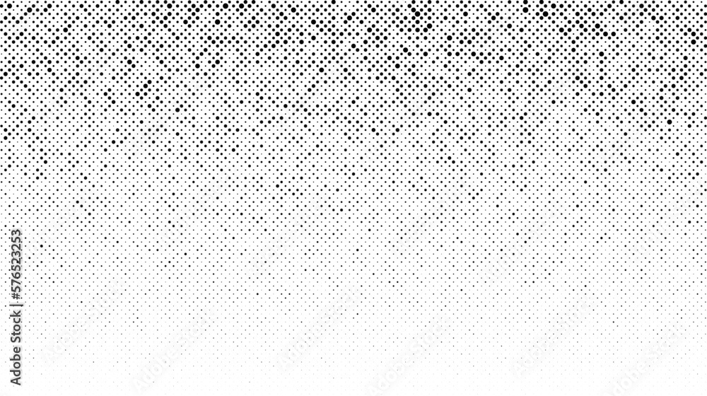 Poster halftone gradient. faded stochastic dotwork texture. random grunge noise background. black dots, spe