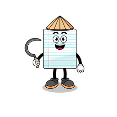 Illustration of paper as an asian farmer