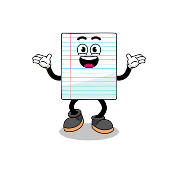 paper cartoon searching with happy gesture