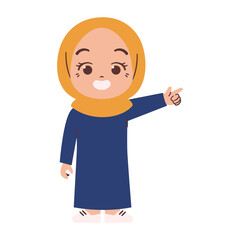 Muslim girl kid with pointing finger