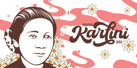 Banner kartini day white background vector illustration
